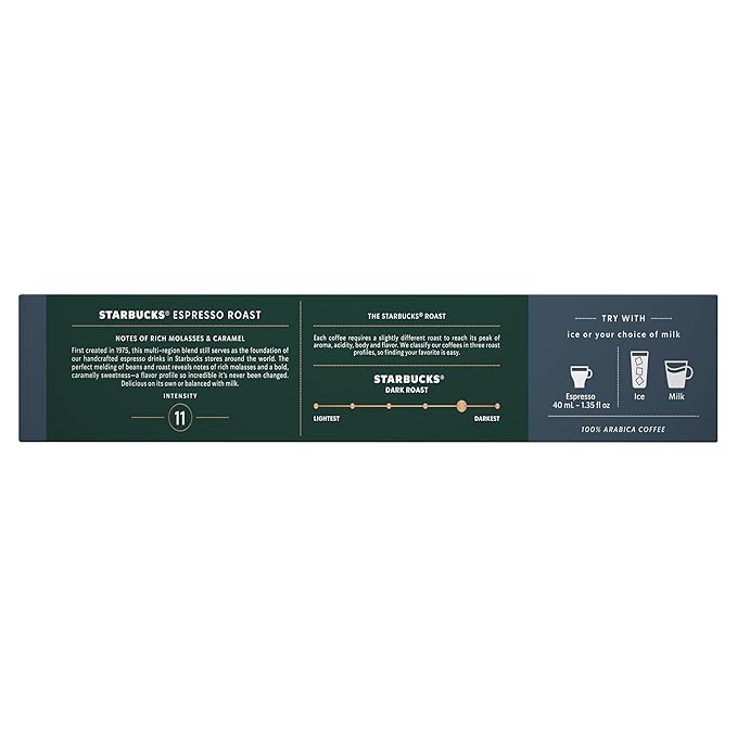 Starbucks by Nespresso Vertuo Dark Roast Espresso 50-count Espresso Pods Brews 1.35 oz.