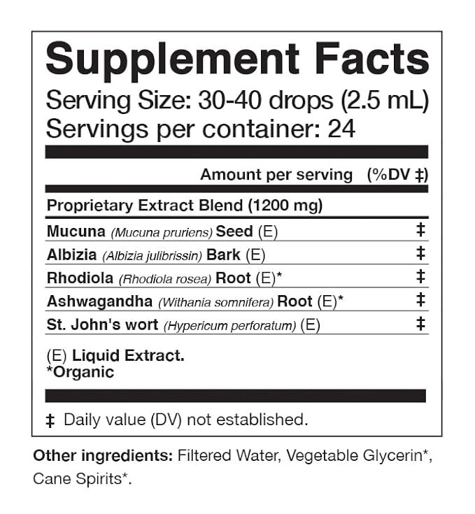 Anima Mundi Apothecary Herbal Ashwagandha Drops - Happiness Tonic for Gentle Mood Support and Relaxation - Adaptogenic Drops with Organic Ashwagandha Rhodiola St. John's Wort &amp More (2oz / 59ml)