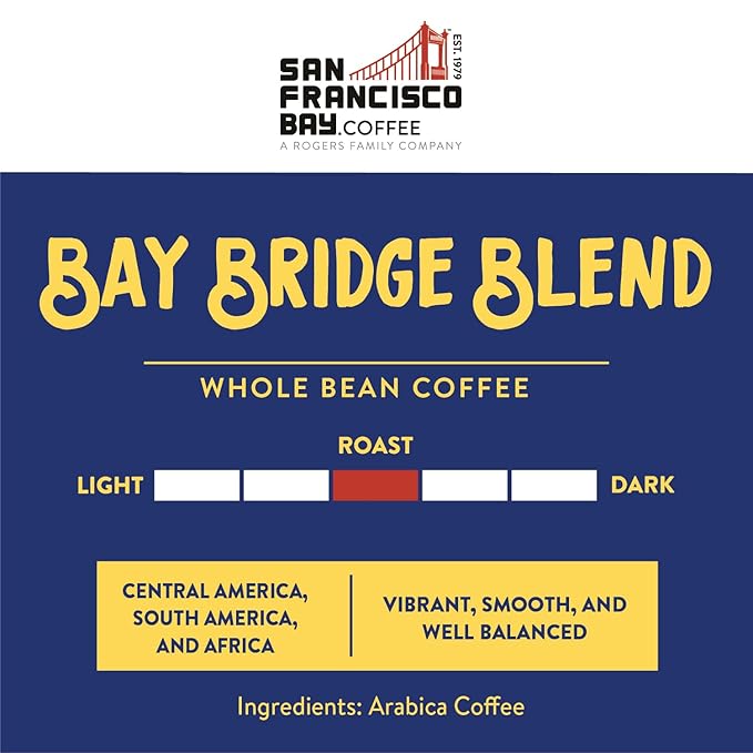 San Francisco Bay Whole Bean Coffee – Bay Bridge Blend (2lb Bag) Medium Roast