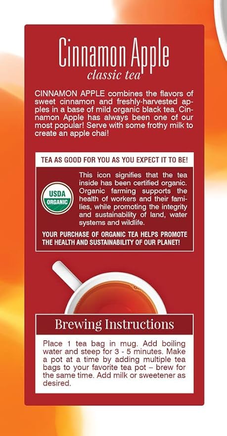 Davidson's Organics Cinnamon Apple 25-count Tea Bags Pack of 6