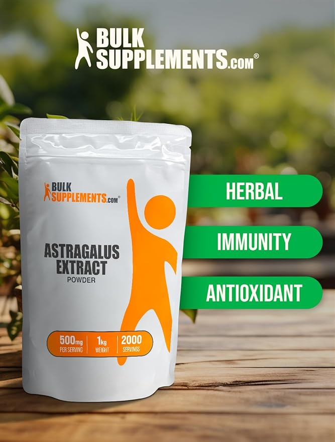 BulkSupplements.com Astragalus Extract Powder - from Astragalus Root Astragalus Supplement - Vegan &amp Gluten Free Astragalus Powder - 500mg per Serving 1kg (2.2 lbs) (Pack of 5)