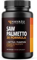 Saw Palmetto Supplement with Stinging Nettle and Pumpkin Seed Extract - Advanced 3X Formula - DHT Blocker Urinary Health and Prostate Support for Mens Health - Vegan Non-GMO Capsules - 2 Month Supply
