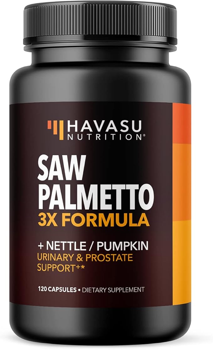 Saw Palmetto Supplement with Stinging Nettle and Pumpkin Seed Extract - Advanced 3X Formula - DHT Blocker Urinary Health and Prostate Support for Mens Health - Vegan Non-GMO Capsules - 2 Month Supply