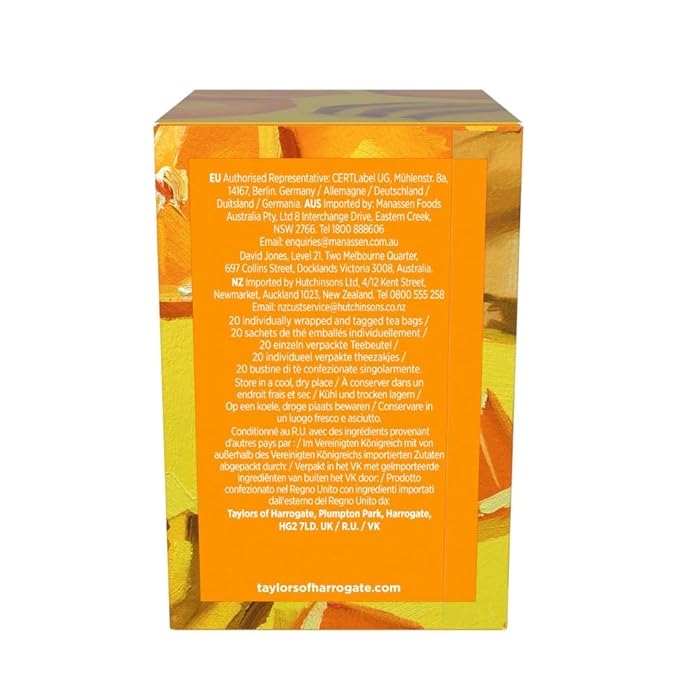 Taylors of Harrogate Mandarin &amp Ginger Herbal Tea Individually Wrapped Bags 20 Count (Pack of 6) Zingy Fragrant &amp Spiced Caffeine-Free Enjoy Hot or Iced 120 Teabags Total