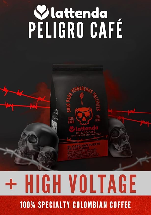 Lattenda Peligro Specialty Coffee: High Voltage Colombian Coffee - Intense Flavor 454g Ground