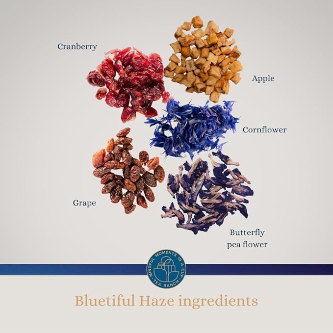 Tea Ranch – Bluetiful Haze Loose Leaf Fruity Blueberry Tea with Butterfly Pea Flower Premium Blend With Cornflower Naturally Caffeine‑Free Herbal Tea Enjoy Hot or Iced &amp Brews Up to 45 Cups 4