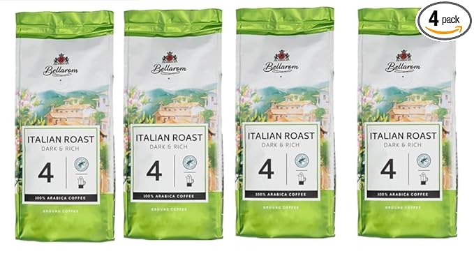 Italian Roast Ground Coffee Dark &amp Rich 100% Arabica 8 oz 4 Pack
