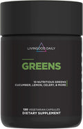 Livingood Daily Greens Capsules Super Greens Supplement with Spirulina Chlorella Broccoli Spinach Celery Lemon &amp More Plant Based for Digestion &amp Gut Health Non GMO Vegetarian 120 Ct