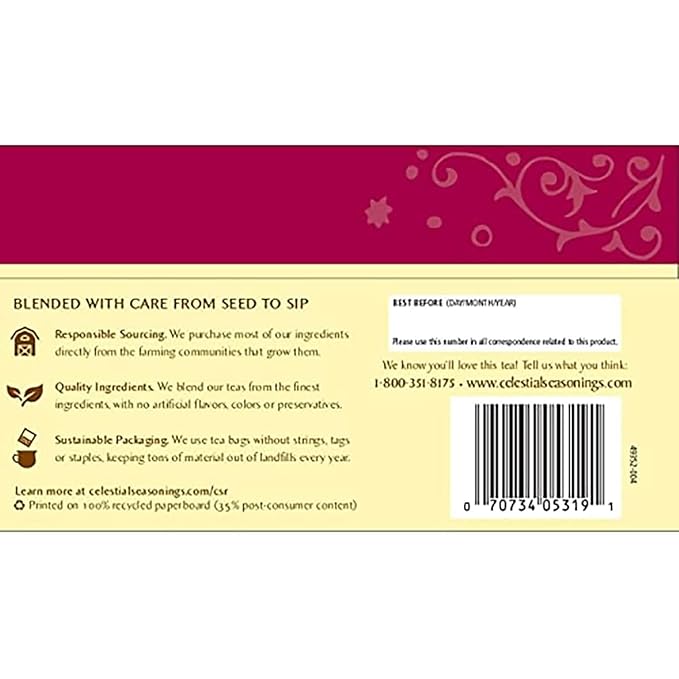 CELESTIAL SEASONINGS: Black Cherry Berry Herbal Tea Caffeine Free 20 bg (Pack of 6)