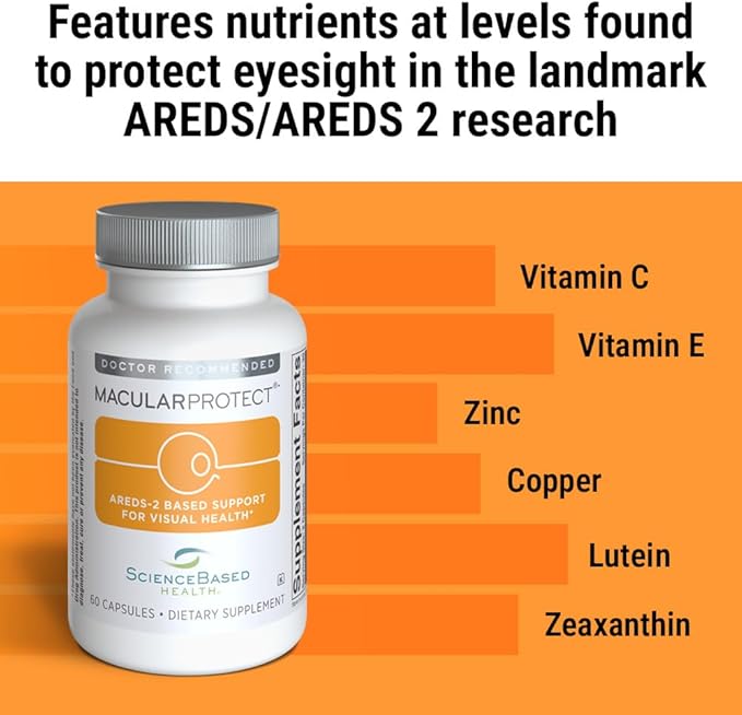 ScienceBased Health MacularProtect AREDS 2 Formula – Eye Health Vitamin &amp Mineral Supplement with Lutein Zeaxanthin &amp B Vitamins for Macular &amp Vision Support – 60 Capsules