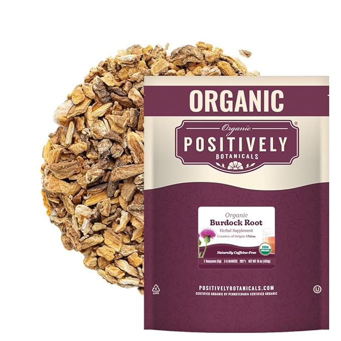 Organic Positively Botanicals Company Burdock Root Herbal Tea Loose Leaf Botanical 16 Ounce