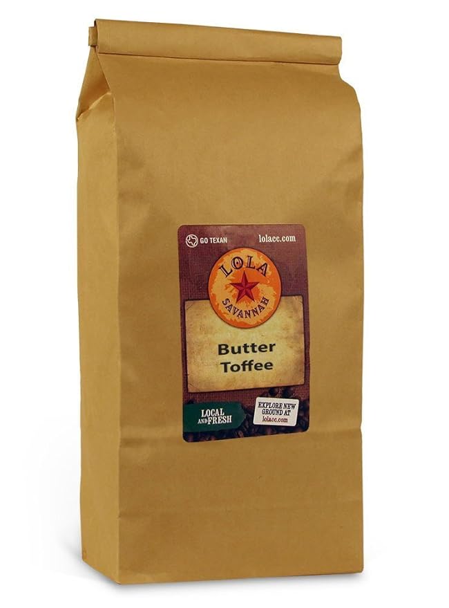 Lola Savannah Butter Toffee Whole Bean Coffee - Old Fashioned Toffee | Flavored Arabica Beans with Sweet Cream &amp Sugar | Caffeinated | 2lb Bag