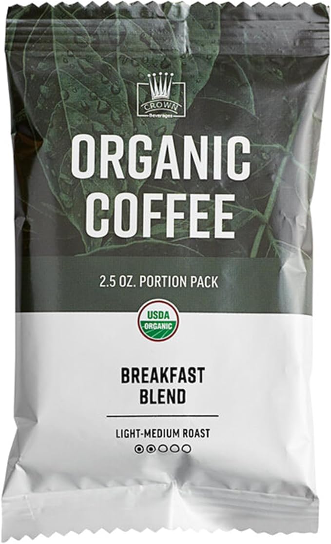 Crown Beverages Organic Breakfast Blend Coffee Packet 2.5 oz. - 24/Pieces WS-110COBFASTPK-NPF