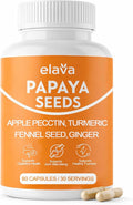 Elava Papaya Seeds Capsules Papaya Seeds Organic Digestive Herbal Blend with Turmeric Ginger Peppermint &amp Fennel Non-GMO Gluten &amp Lactose Free 60 Capsules