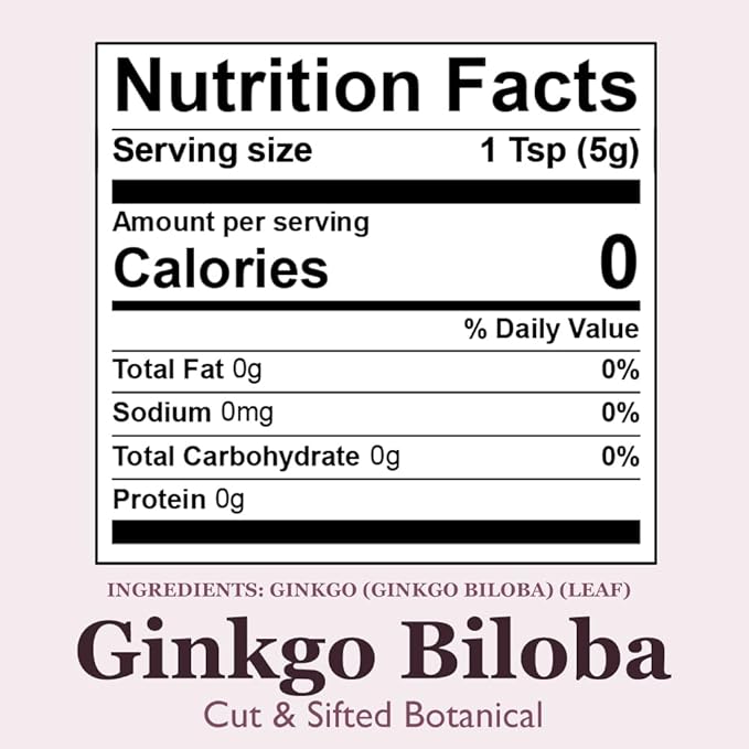 Organic Positively Botanicals Company Ginkgo Biloba Herbal Tea Loose Leaf Botanical 16 Ounce