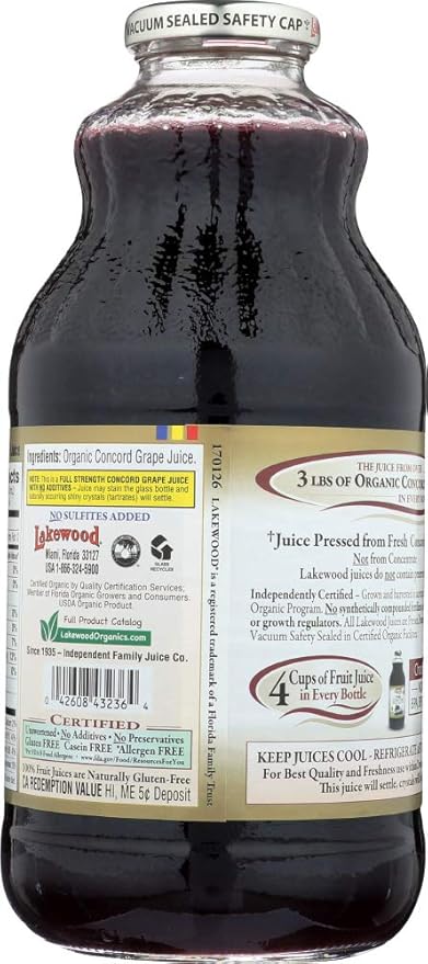 Lakewood Organic Fresh Pressed Pure Concord Grape (3 X 32 Fl Oz) by Lakewood