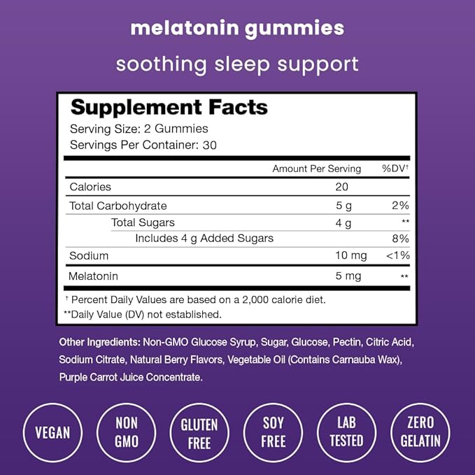 Melatonin Gummies for Kids &amp Adults | Natural Sleep Aid Drug-Free Vegan Berry Flavor Kids Melatonin Gummy Supplement | 2.5mg 5mg or 10mg Dose | Sleeping Pills Substitute 60 Gummies (Pack of 2)