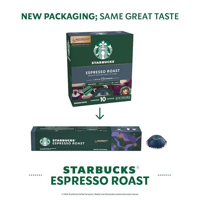 Starbucks by Nespresso Vertuo Espresso Variety Pack 40-count Espresso Pods Brews 1.35 oz.