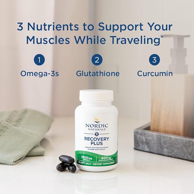 Nordic Naturals Recovery Plus Unflavored - 45 Soft Gels - 1800 mg Omega-3 Fish Oil - 600 mg Longvida Optimized Curcumin - Cellular Health &amp Recovery - Post-Exercise Muscle Support - 15 Servings