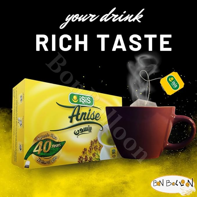 BonBalloon Isis Herbal Anise Tea 100 Bags No Caffeine No Artificial Flavors No Artificial Coloring Non GMO Halal Kosher 2g Bags Egyptian Anise