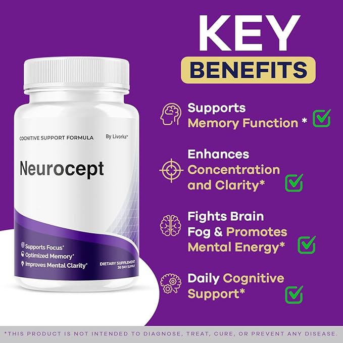 (3 Pack) Neurocept Brain Supplement Capsules - Official Neuro cept Brain &amp Memory Focus Support Advanced Formula Neurocept Pills Daily Support for Overall Health &amp Wellness 180 Capsules for