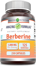 Amazing Formulas Berberine 1000mg Per Serving 250 Capsules Supplement | Non GMO | Gluten Free | Made in USA- Proudly Made in The USA with Guaranteed Purity &amp Potency