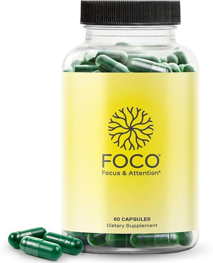 Think FOCO Capsules (13+) Natural Focus Supplement for Teens &amp Adults - Brain Nootropic for Concentration Memory Mental Clarity Cognitive Enhancement Vitamins - Attention Supplements - 60 Capsu