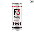 F3 Energy Original Energy Drink - Muscle Building Sports Drinks w/BCAA Panax Ginseng &amp Ginkgo Biloba - Natural Energy Drinks for Mental Focus &amp Muscle Recovery 125 mg Caffeine (12 pack)