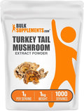 BulkSupplements.com Turkey Tail Mushroom Extract Powder - Coriolus Versicolor Extract Mushroom Supplement - Vegan &amp Gluten Free 1g per Serving 1kg (2.2 lbs) (Pack of 1)
