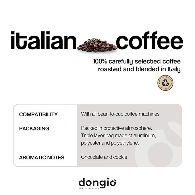 Dongiò Caffè Napoli Blend - Whole Bean Coffee Dark Espresso Roast Premium Coffee Quality 2.2 Pounds (35.2 Oz - Pack of 1) Strong and Incisive Character with Velvety Cream