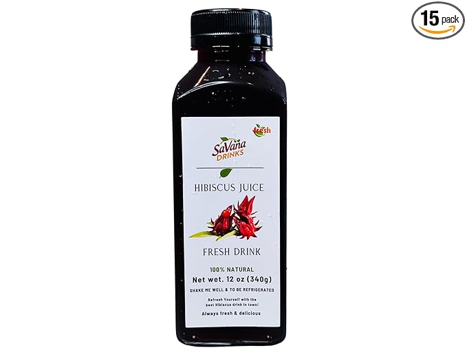 SaVana DrinKs Hibiscus Juice 12oz – 15 Pack | Natural Hibiscus &amp Pineapple Drink | Antioxidant-Rich &amp Refreshing Beverage for Weight &amp Wellness