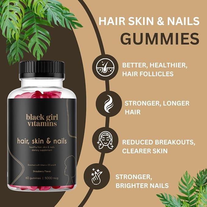 Black Girl Vitamins Look Good Feel Good Bundle – Hair Skin &amp Nails Vitamin D3 2000IU &amp Once a Day Multivitamin - Women's Supplement Bundle – Energy Immunity &amp Beauty Support