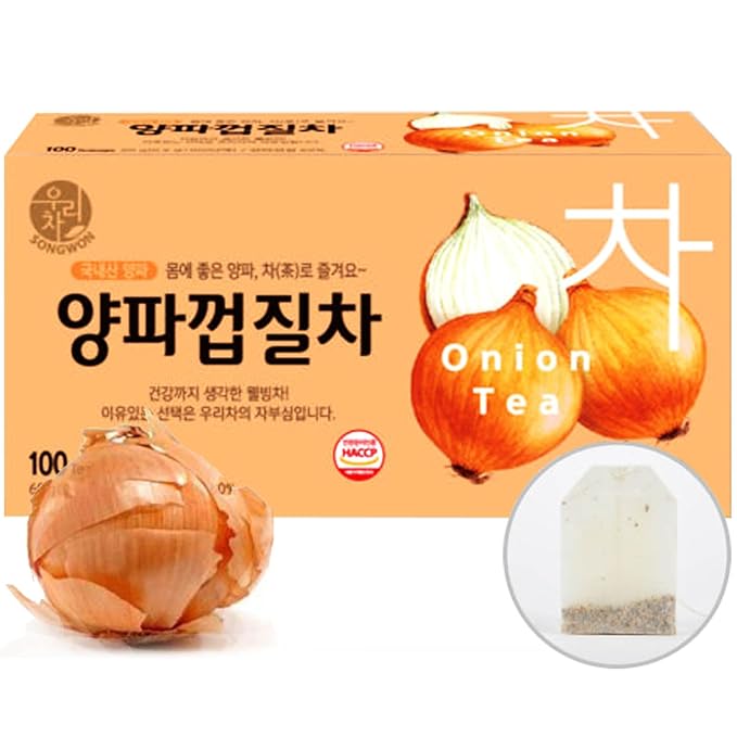SONGWON Korean Onion Peel Tea – Natural Herbal Tea Made from 100% Korean Onion Skins for Distinct Flavor_100 Tea Bags (0.6g each)