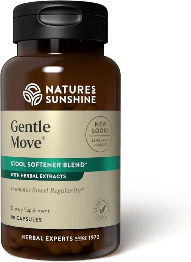 Nature's Sunshine Gentle Move: Experience Daily Digestive Support and Natural Constipation Relief with Natural Fiber for Soft Stools &amp Regularity 90 Capsules