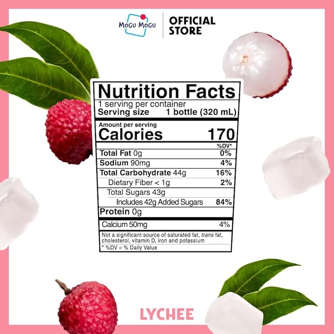 Mogu Mogu Lychee Juice with Nata de Coco (Coconut Jelly) – Fun &amp Chewy Juice Drink 24-Bottle Carton Pack 10.82 fl oz Each
