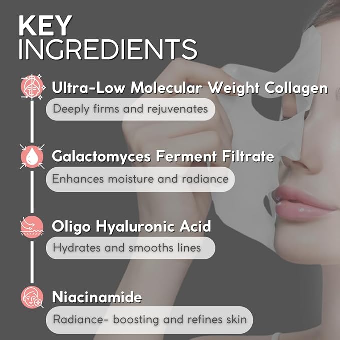 Collagen Beauty Bundle – Hydrating Face Masks (4 Sheets) &amp Collagen Gummies (60 Count) – Supports Skin Hydration Firmness Hair &amp Nail Health – Anti-Aging Skincare &amp Supplement Set