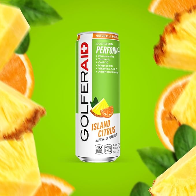 GOLFERAID Performance Blend Up Your Golf Game No Caffeine Glucosamine Turmeric MSM CoQ10 B-Complex BCAAs and Electrolytes 40 Calories 100% Clean Paleo Vegan 12 Fl Oz (Pack of 12)