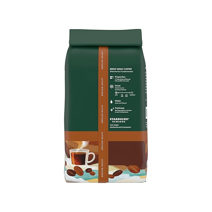 Starbucks Whole Bean Coffee Medium Roast Coffee Breakfast Blend 100% Arabica 1 bag (18 oz)