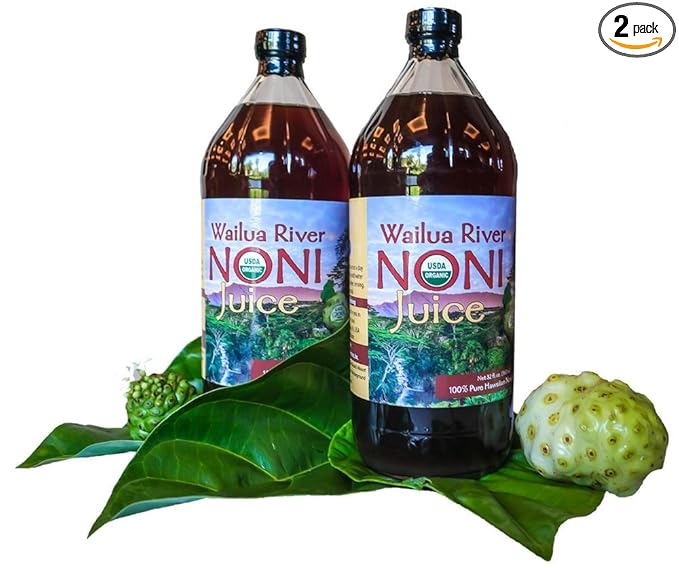 Wailua River Noni Juice - 100% Organic Authentic Hawaiian Noni Juice - USDA Certified Organic – Grown on the Island of Kauai - 2 Quarts