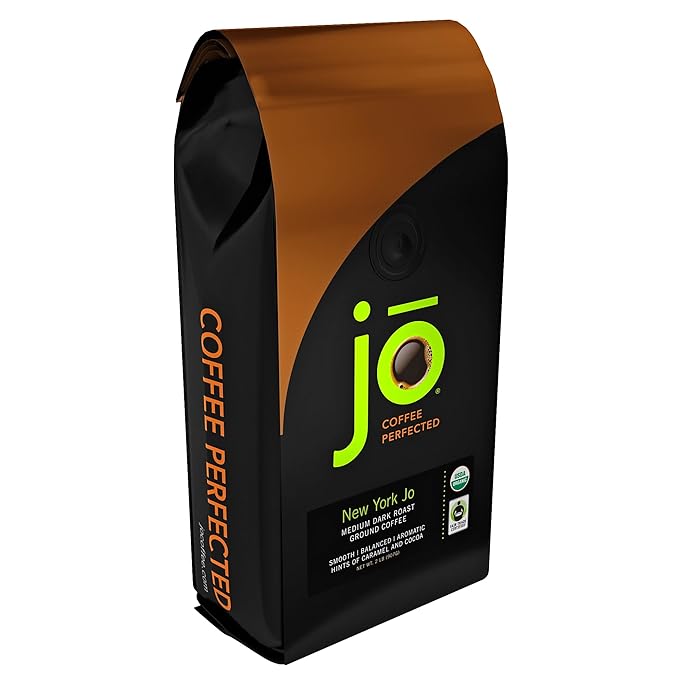 NEW YORK JO: 2 lb Medium Dark Roast Organic Ground Coffee Signature Blend 100% Arabica Coffee USDA Certified Organic NON-GMO Fair Trade Certified Gluten Free Gourmet Coffee from Jo Coffee®