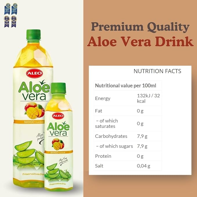 ALEO 1.5L Premium Mango Aloe Vera Drink - Natural No Preservatives No Artificial Colors Superior Taste Award 2025 (12 PCS Mango-1.5L)