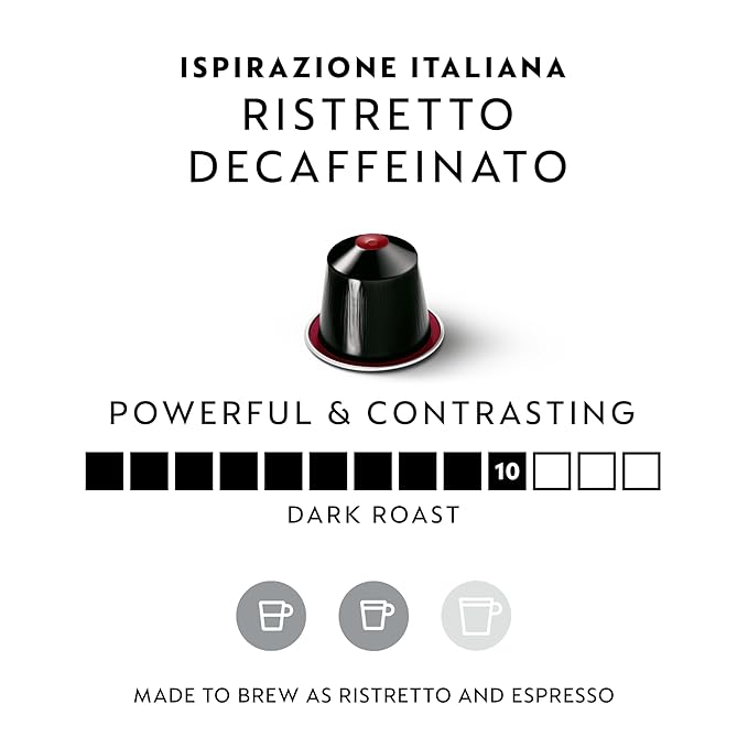 Nespresso Capsules Original Line Ristretto Decaffeinato Dark Roast Coffee 50 Count Coffee Pods