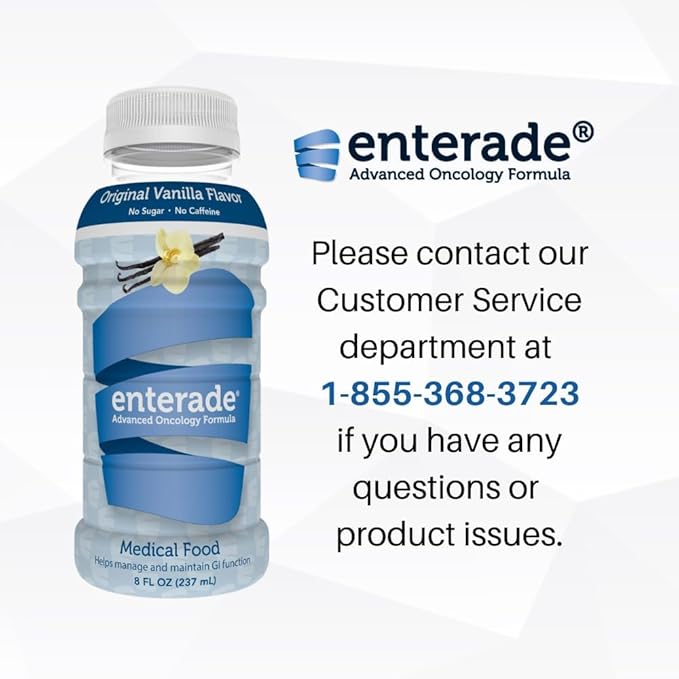 enterade Advanced Oncology 12 Bottles Vanilla Specially Formulated to Reduce Treatment GI Side Effects Supportive Care Beverage 8oz