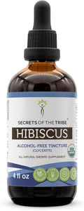 Secrets of the Tribe Hibiscus Tincture Alcohol-Free Liquid Extract USDA Organic Hibiscus Sabdariffa Dried Flower (4 FL OZ)