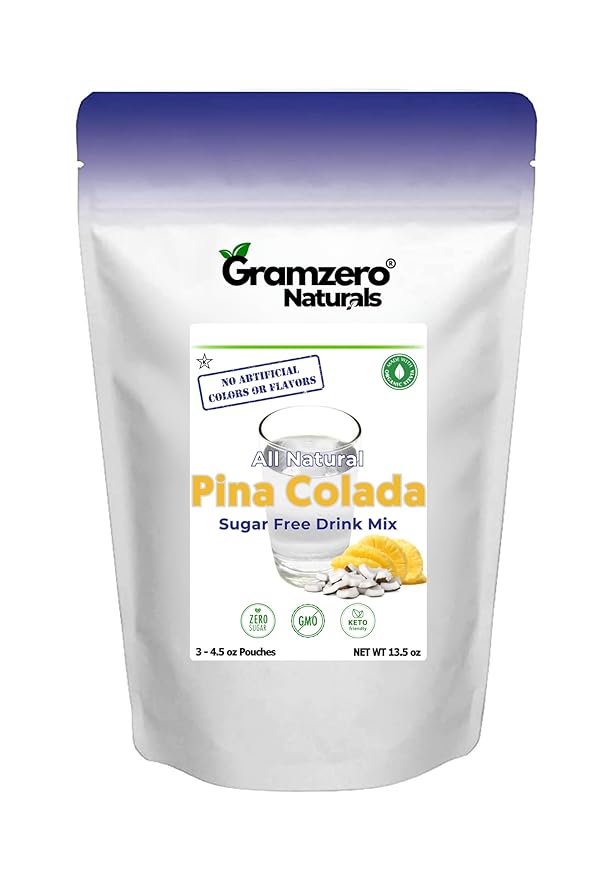 GramZero All Natural Pina Colada Zero Calorie Sugar Free Drink Mix Great For Nutrition Club Loaded Tea Stevia Sweetened