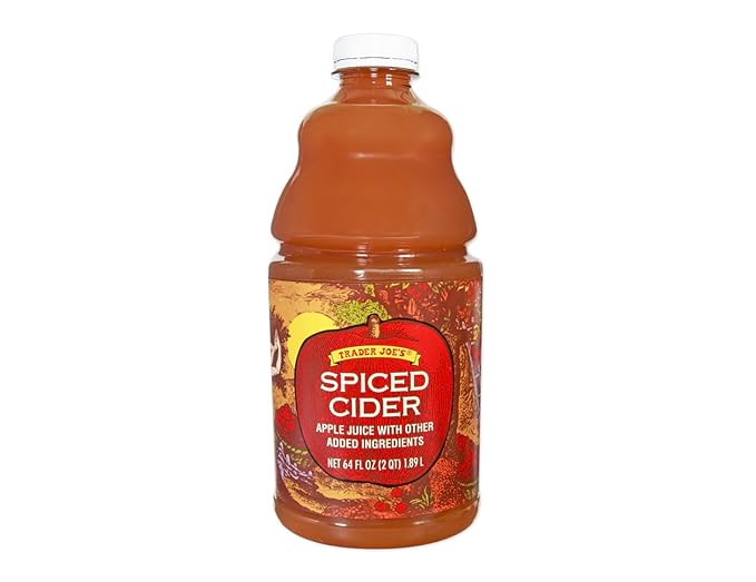 TJ Spiced Apple Cider 64 fl oz (2 Quart) – Warm Cinnamon &amp Clove Apple Juice Drink Ready to Serve Hot or Cold Seasonal Fall &amp Holiday Beverage