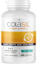 Colasil Collagen Booster Capsules – Organic Silica (OSA) + Hydrolyzed Collagen Generator for Hair Skin Nails Bones &amp Joints – High Absorption Non-GMO Allergen-Free 120 Capsules (60-Day Suppl