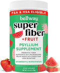 Bellway Super Fiber Powder + Fruit Sugar Free Organic Psyllium Husk Powder Fiber Supplement for Regularity Bloating Relief &amp Digestive Health Plant-Based Strawberry Watermelon (50 Servings)