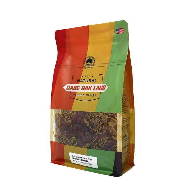 DABC OAK LAND 2 LB Wild Peach Gum 100% Natural Edible Peach Blossom Tears Tao Jiao Peachs Resin 滋補抗皺 桃膠 Collagen Boosting for Skin Health Food Additives Free for Dessert Drink Soup Tea 2 X1LB/