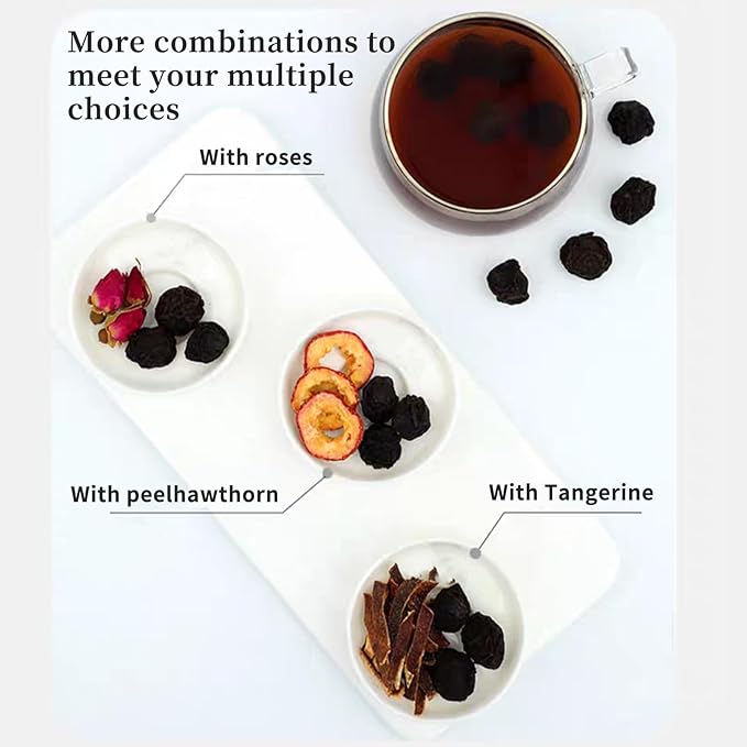 DOZO Chinese Smoked Black Plum Dried Wu Mei 400g/14.1oz Traditional Herbal Grade Dried Plums Non-Snack Smoke-Processed Green Plum Whole Dried Fruit for Brewing &amp Herbal Use 中药乌梅 乌梅干 酸梅汤原料